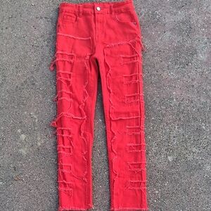 Vibrant Red Denim Jeans